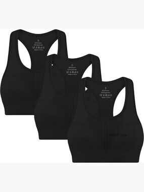3pk High Impact Racerback Sports Bras Padded Wirefree Workout Bra for Yoga Gym